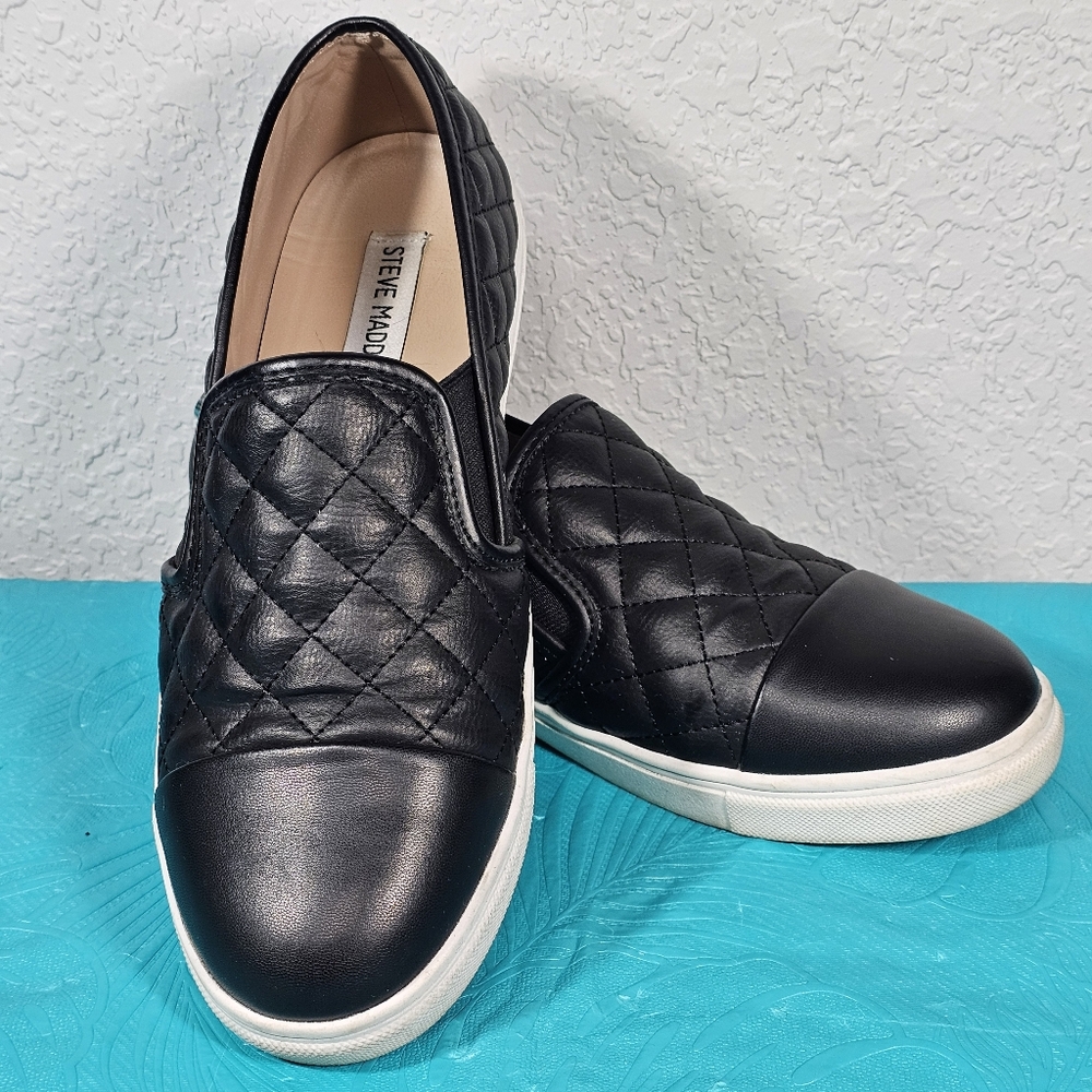 Steve Madden Zaander Black Quilted Slip-on Sneaker Size 8.5